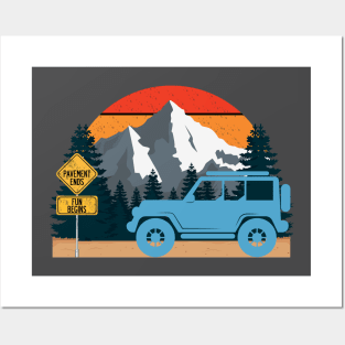 Off-Roading - Mountains and Sunset Posters and Art